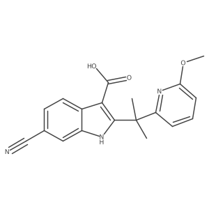 6-cyano-2-[2-(6-methoxypyridin-2-yl)propan-2-yl]-1H-indole-3-carboxylic acid结构式