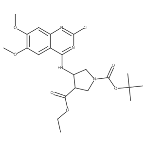 1,3-Pyrrolidinedicarboxylic acid, 4-[(2-chloro-6,7-diMethoxy-4-quinazolinyl)aMino]-, 1-(1,1-diMethylethyl) 3-ethyl ester, (3R,4S)-rel- Structure