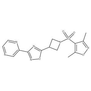 5-(1-((3,5-Dimethylisoxazol-4-yl)sulfonyl)azetidin-3-yl)-3-(pyrazin-2-yl)-1,2,4-oxadiazole结构式