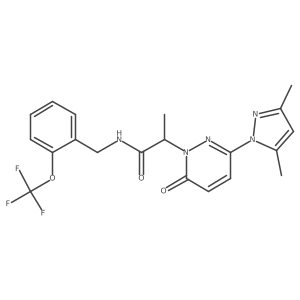 2-(3-(3,5-dimethyl-1H-pyrazol-1-yl)-6-oxopyridazin-1(6H)-yl)-N-(2-(trifluoromethoxy)benzyl)propanamide Structure