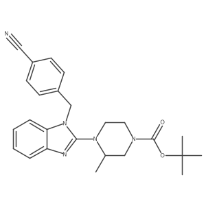 tert-Butyl 4-(1-(4-cyanobenzyl)-1H-benzo[d]imidazol-2-yl)-3-methylpiperazine-1-carboxylate结构式