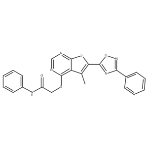 2-{[5-methyl-6-(3-phenyl-1,2,4-oxadiazol-5-yl)thieno[2,3-d]pyrimidin-4-yl]sulfanyl}-N-phenylacetamide Structure