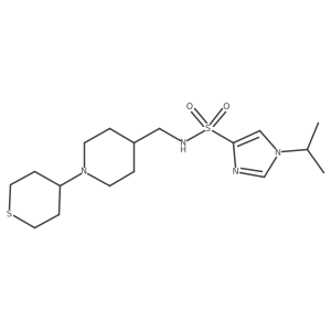 1-isopropyl-N-((1-(tetrahydro-2H-thiopyran-4-yl)piperidin-4-yl)methyl)-1H-imidazole-4-sulfonamide Structure