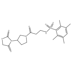 N-(3-(3-(2,4-dioxooxazolidin-3-yl)pyrrolidin-1-yl)-3-oxopropyl)-2,3,5,6-tetramethylbenzenesulfonamide结构式