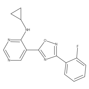 N-cyclopropyl-5-(3-(2-fluorophenyl)-1,2,4-oxadiazol-5-yl)pyrimidin-4-amine结构式