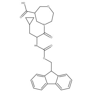 4-[(2S)-3-cyclopropyl-2-({[(9H-fluoren-9-yl)methoxy]carbonyl}amino)propanoyl]-1,4-oxazepane-6-carboxylic acid结构式