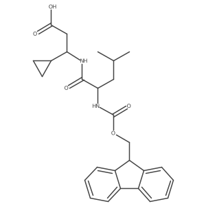 3-cyclopropyl-3-[(2R)-2-({[(9H-fluoren-9-yl)methoxy]carbonyl}amino)-4-methylpentanamido]propanoic acid结构式
