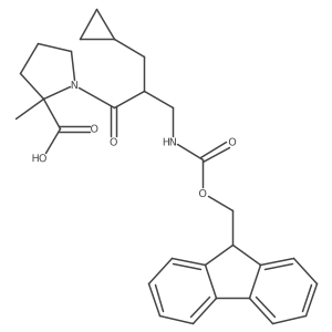(2S)-1-[2-(cyclopropylmethyl)-3-({[(9H-fluoren-9-yl)methoxy]carbonyl}amino)propanoyl]-2-methylpyrrolidine-2-carboxylic acid结构式