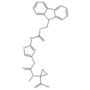 1-{2-[2-({[(9H-fluoren-9-yl)methoxy]carbonyl}amino)-1,3-thiazol-4-yl]-N-methylacetamido}cyclopropane-1-carboxylic acid结构式