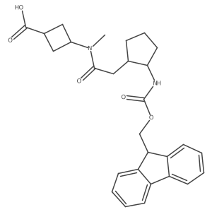 rac-3-{2-[(1R,2S)-2-({[(9H-fluoren-9-yl)methoxy]carbonyl}amino)cyclopentyl]-N-methylacetamido}cyclobutane-1-carboxylic acid Structure