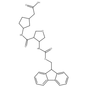 rac-2-[(1R,3S)-3-[4-({[(9H-fluoren-9-yl)methoxy]carbonyl}amino)oxolane-3-amido]cyclopentyl]acetic acid结构式