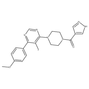5-fluoro-4-(4-methoxyphenyl)-6-[4-(1H-pyrazole-4-carbonyl)piperazin-1-yl]pyrimidine结构式