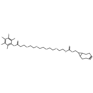 (2,3,4,5,6-pentafluorophenyl) 3-[2-[2-[2-[2-[[(1R,8S)-9-bicyclo[6.1.0]non-4-ynyl]methoxycarbonylamino]ethoxy]ethoxy]ethoxy]ethoxy]propanoate Structure