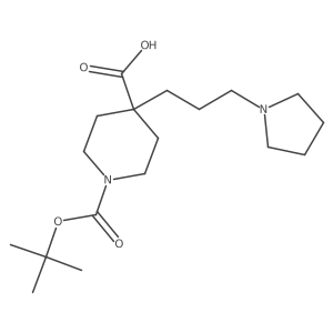 1-(Tert-butoxycarbonyl)-4-(3-pyrrolidin-1-ylpropyl)piperidine-4-carboxylic acid结构式