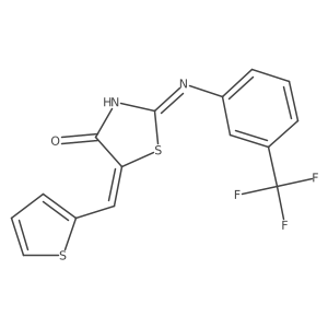(E)-5-(thiophen-2-ylmethylene)-2-((3-(trifluoromethyl)phenyl)amino)thiazol-4(5H)-one Structure