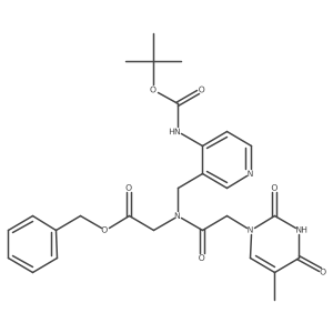 Benzyl 2-(N-((4-((tert-butoxycarbonyl)amino)pyridin-3-yl)methyl)-2-(5-methyl-2,4-dioxo-3,4-dihydropyrimidin-1(2H)-yl)acetamido)acetate结构式