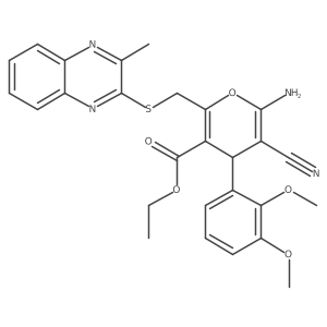 Ethyl 6-amino-5-cyano-4-(2,3-dimethoxyphenyl)-2-{[(3-methylquinoxalin-2-YL)sulfanyl]methyl}-4H-pyran-3-carboxylate结构式