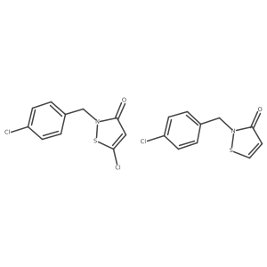 5-Chloro-2-[(4-chlorophenyl)methyl]-1,2-thiazol-3-one;2-[(4-chlorophenyl)methyl]-1,2-thiazol-3-one结构式
