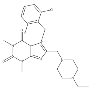 7-[(2-chloro-6-fluorophenyl)methyl]-8-[(4-ethylpiperazin-1-yl)methyl]-1,3-dimethyl-5H-purin-7-ium-2,6-dione结构式