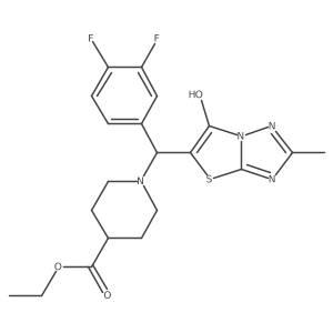 Ethyl 1-((3,4-difluorophenyl)(6-hydroxy-2-methylthiazolo[3,2-b][1,2,4]triazol-5-yl)methyl)piperidine-4-carboxylate Structure