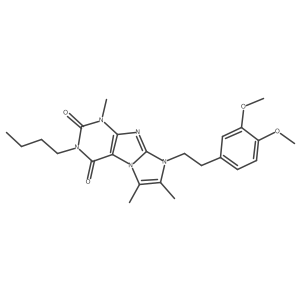 3-butyl-8-(3,4-dimethoxyphenethyl)-1,6,7-trimethyl-1H-imidazo[2,1-f]purine-2,4(3H,8H)-dione结构式