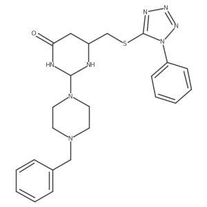 2-(4-Benzylpiperazin-1-yl)-6-[(1-phenyltetrazol-5-yl)sulfanylmethyl]-1,3-diazinan-4-one结构式