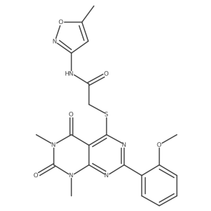 2-((2-(2-methoxyphenyl)-6,8-dimethyl-5,7-dioxo-5,6,7,8-tetrahydropyrimido[4,5-d]pyrimidin-4-yl)thio)-N-(5-methylisoxazol-3-yl)acetamide结构式