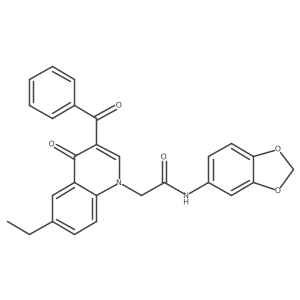 2-(3-benzoyl-6-ethyl-4-oxo-1,4-dihydroquinolin-1-yl)-N-(2H-1,3-benzodioxol-5-yl)acetamide结构式