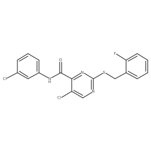 5-chloro-N-(3-chlorophenyl)-2-[(2-fluorobenzyl)sulfanyl]pyrimidine-4-carboxamide Structure