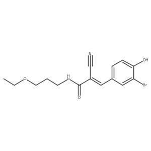(Z)-3-(3-Bromo-4-hydroxyphenyl)-2-cyano-N-(3-ethoxypropyl)prop-2-enamide结构式