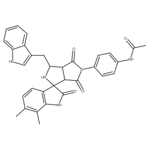 N-[4-[(3aR,6aS)-1-(1H-indol-3-ylmethyl)-6',7'-dimethyl-2',4,6-trioxospiro[1,2,3a,6a-tetrahydropyrrolo[3,4-c]pyrrole-3,3'-1H-indole]-5-yl]phenyl]acetamide Structure