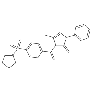3-methyl-1-phenyl-4-(4-(pyrrolidin-1-ylsulfonyl)benzoyl)-1H-pyrazol-5(4H)-one结构式