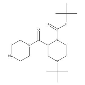 tert-butyl (2R)-4-tert-butyl-2-(piperazine-1-carbonyl)piperazine-1-carboxylate结构式