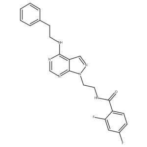 2,4-difluoro-N-(2-(4-(phenethylamino)-1H-pyrazolo[3,4-d]pyrimidin-1-yl)ethyl)benzamide Structure