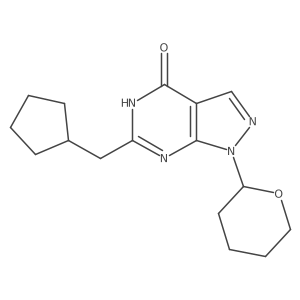 6-(Cyclopentylmethyl)-1,5-dihydro-1-(tetrahydro-2H-pyran-2-yl)-4H-pyrazolo[3,4-d]pyrimidin-4-one结构式