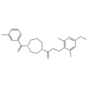 3-[4,6-Dimethyl-2-(methylsulfanyl)pyrimidin-5-yl]-1-[4-(3-methylbenzoyl)-1,4-diazepan-1-yl]propan-1-one Structure