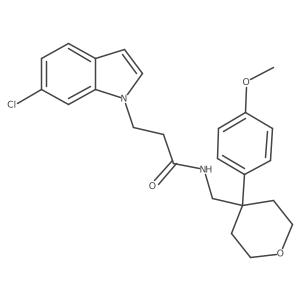 3-(6-chloro-1H-indol-1-yl)-N-{[4-(4-methoxyphenyl)tetrahydro-2H-pyran-4-yl]methyl}propanamide结构式