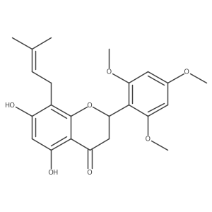 (2S)-2,3-Dihydro-5,7-dihydroxy-8-(3-methyl-2-buten-1-yl)-2-(2,4,6-trimethoxyphenyl)-4H-1-benzopyran-4-one结构式