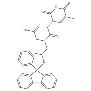 (S)-2-(2-(5-Methyl-2,4-dioxo-3,4-dihydropyrimidin-1(2H)-yl)-N-(2-((9-phenyl-9H-fluoren-9-yl)amino)propyl)acetamido)acetic acid结构式