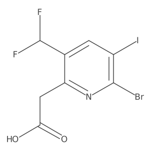 2-(6-Bromo-3-(difluoromethyl)-5-iodopyridin-2-yl)acetic acid结构式