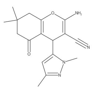 2-Amino-4-(1,3-dimethyl-1H-pyrazol-5-yl)-7,7-dimethyl-5-oxo-5,6,7,8-tetrahydro-4H-chromene-3-carbonitrile Structure