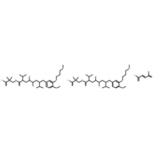 5-amino-N-(3-amino-2,2-dimethyl-3-oxopropyl)-4-hydroxy-7-[[4-methoxy-3-(3-methoxypropoxy)phenyl]methyl]-8-methyl-2-propan-2-ylnonanamide;(E)-but-2-enedioic acid Structure