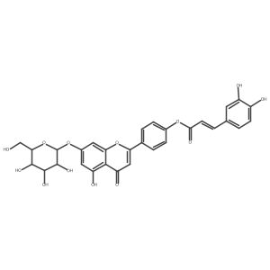 4-[7-(I(2)-D-Glucopyranosyloxy)-5-hydroxy-4-oxo-4H-1-benzopyran-2-yl]phenyl (2E)-3-(3,4-dihydroxyphenyl)-2-propenoate结构式