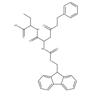 (2S)-2-[(2S)-3-(benzyl carboxy)-2-({[(9H-fluoren-9-yl)methoxy]carbonyl}amino)propanamido]butanoic acid Structure