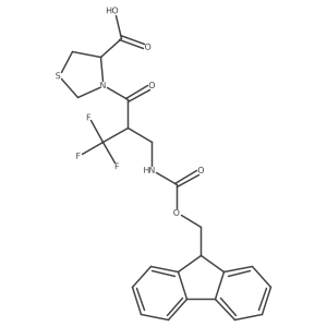 (4R)-3-{2-[({[(9H-fluoren-9-yl)methoxy]carbonyl}amino)methyl]-3,3,3-trifluoropropanoyl}-1,3-thiazolidine-4-carboxylic acid Structure