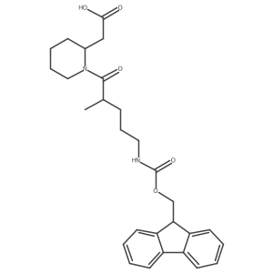 2-{1-[5-({[(9H-fluoren-9-yl)methoxy]carbonyl}amino)-2-methylpentanoyl]piperidin-2-yl}acetic acid Structure