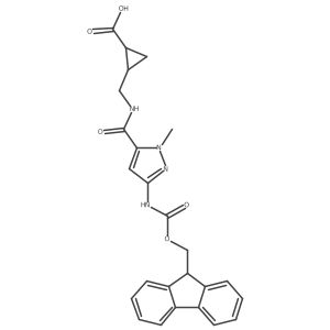 2-({[3-({[(9H-fluoren-9-yl)methoxy]carbonyl}amino)-1-methyl-1H-pyrazol-5-yl]formamido}methyl)cyclopropane-1-carboxylic acid Structure