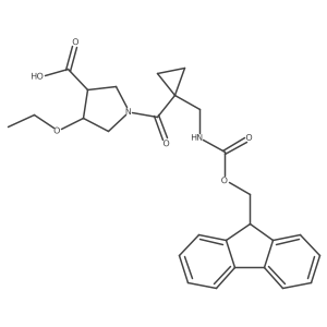 4-ethoxy-1-{1-[({[(9H-fluoren-9-yl)methoxy]carbonyl}amino)methyl]cyclopropanecarbonyl}pyrrolidine-3-carboxylic acid结构式