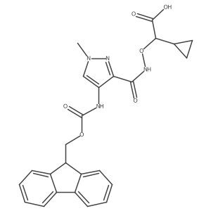 2-cyclopropyl-2-({[4-({[(9H-fluoren-9-yl)methoxy]carbonyl}amino)-1-methyl-1H-pyrazol-3-yl]formamido}oxy)acetic acid Structure