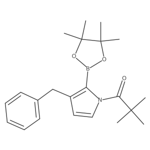 1-(3-Benzyl-2-(4,4,5,5-tetramethyl-1,3,2-dioxaborolan-2-yl)-1H-pyrrol-1-yl)-2,2-dimethylpropan-1-one结构式